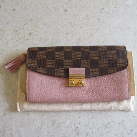 2019 Louis Vuitton FRANCE Damier Pink Croisette Pink Tassel Emilie Sarah Wallet - Picture 2 of 16